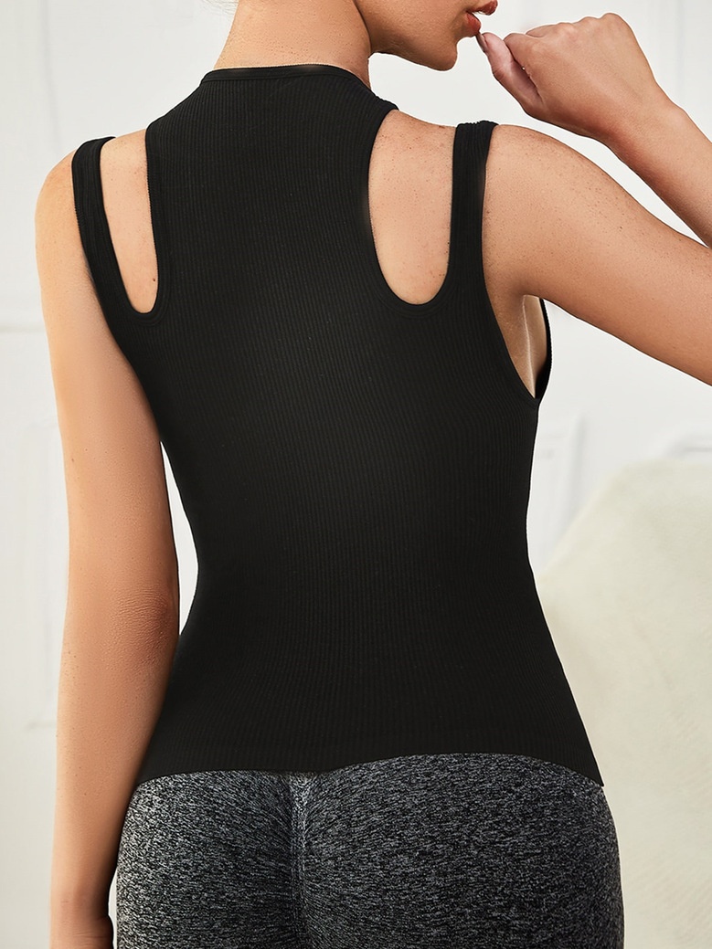 Slimming Ribbed Knit Quick-Dry Yoga Vest with Sexy S-Shape Fit for Women (without pads)