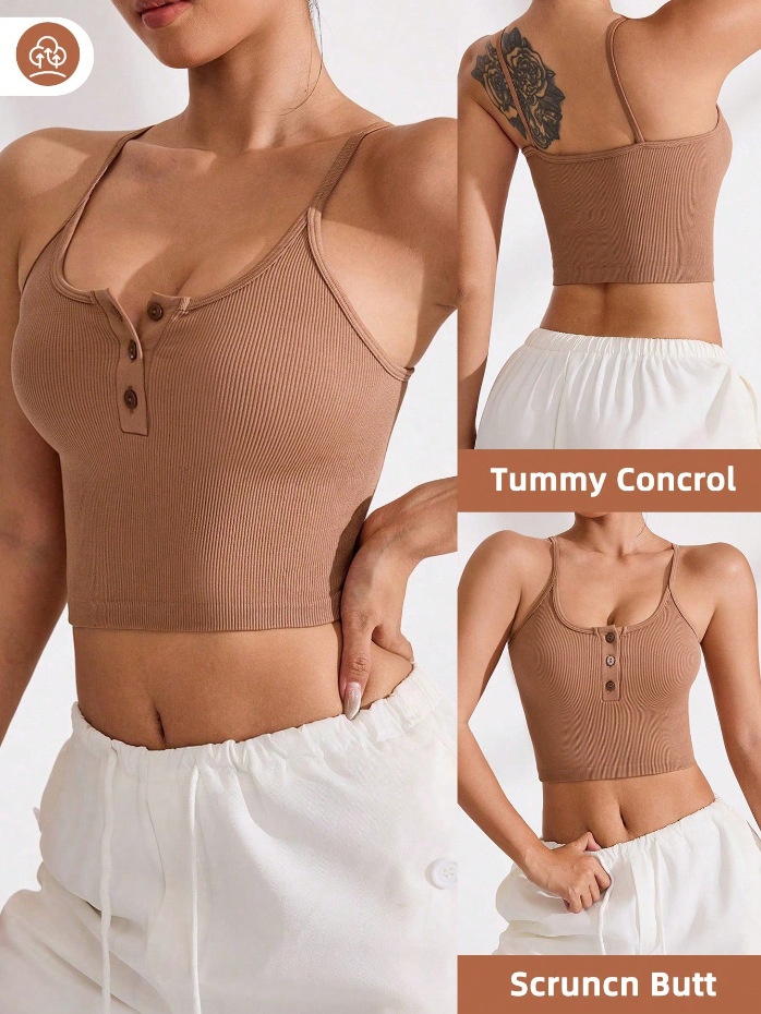 Slimming Button-Down Quick-Dry Yoga Tank Top with Sexy S-Shape Fit for Women