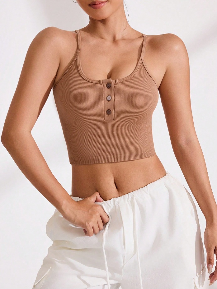 Slimming Button-Down Quick-Dry Yoga Tank Top with Sexy S-Shape Fit for Women