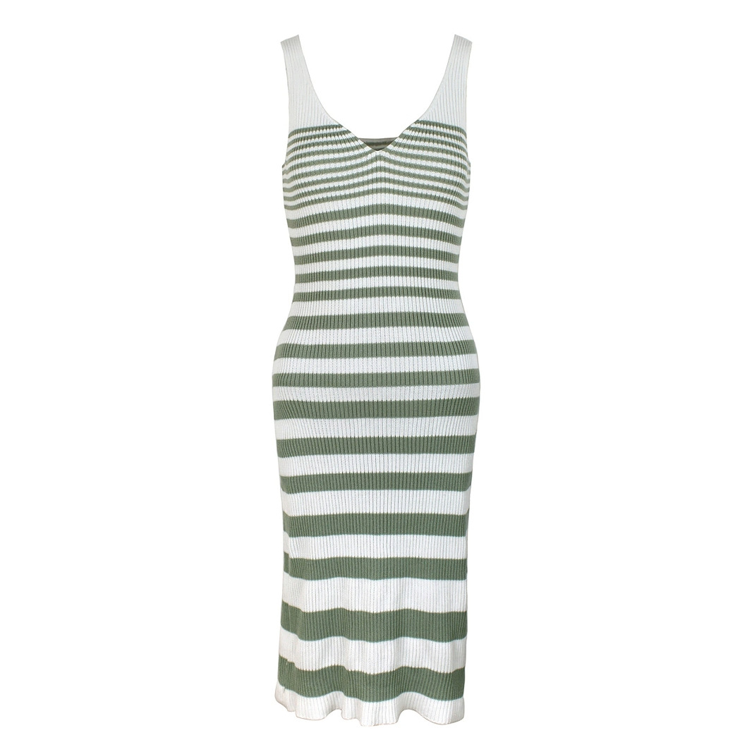 Striped V-Neck Sweater Vest Dress