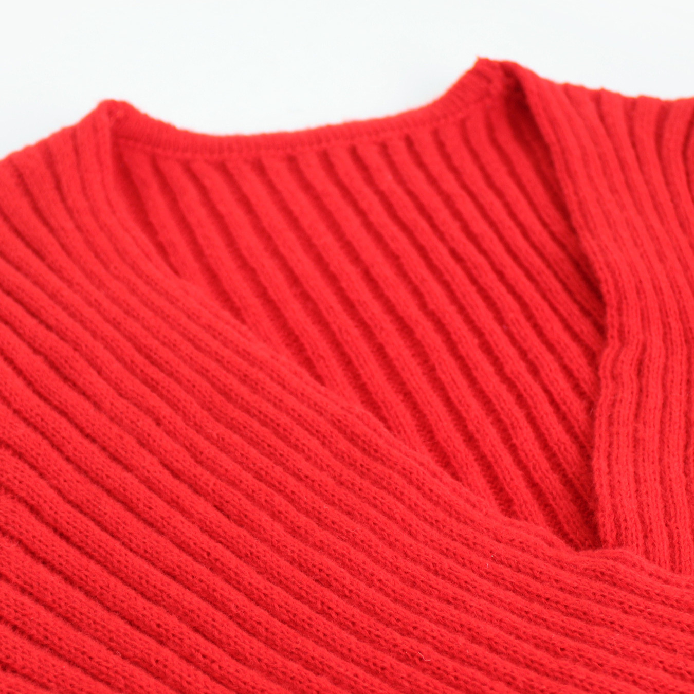 Knit Bodycon Dress Low V-Neck Long Sleeve Tie Waist