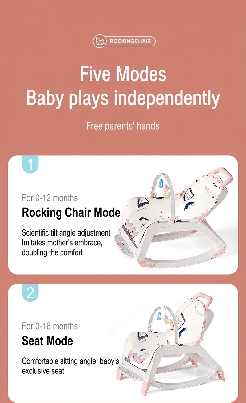 Chaise berçante et siège de salle à manger multifonctionnels 4 en 1 pour bébé