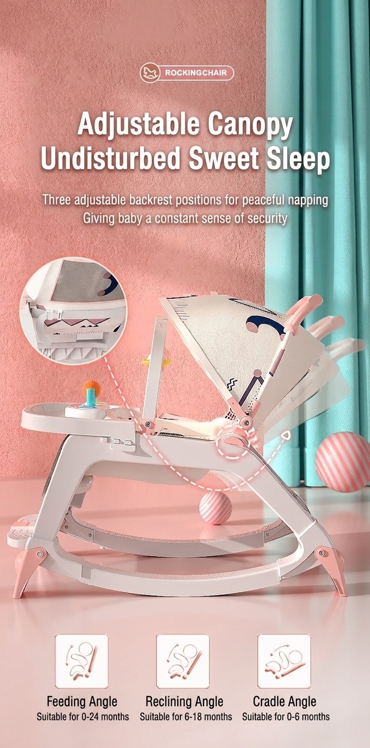 Chaise berçante et siège de salle à manger multifonctionnels 4 en 1 pour bébé