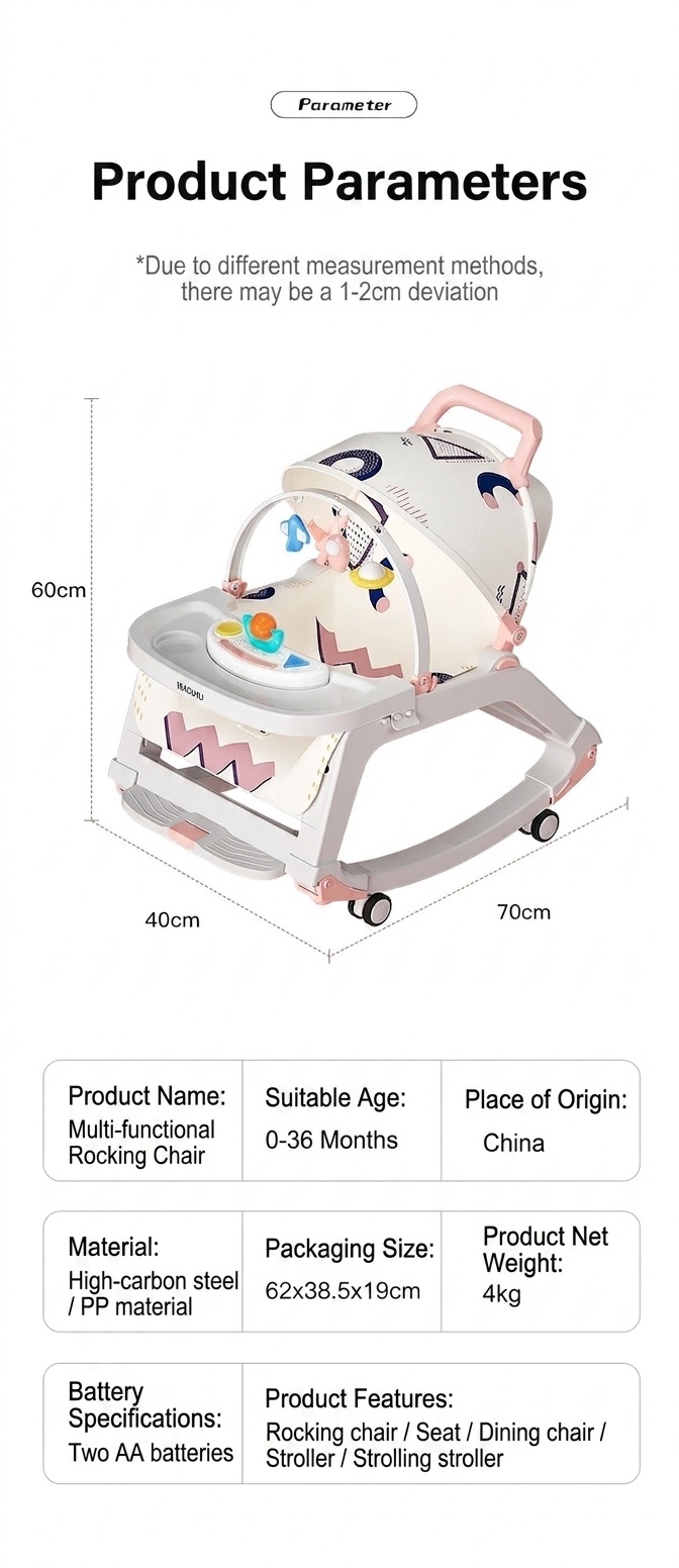 Chaise berçante et siège de salle à manger multifonctionnels 4 en 1 pour bébé