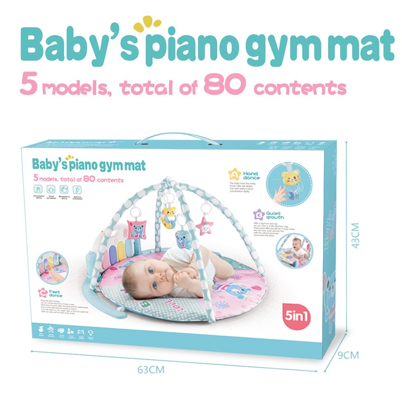 Tappetino interattivo 5 in 1 con pianoforte per bambini - Centro giochi musicale interattivo