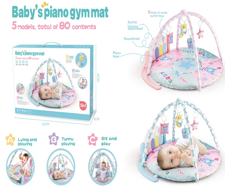 Tappetino interattivo 5 in 1 con pianoforte per bambini - Centro giochi musicale interattivo