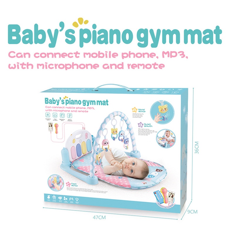 Interactive Baby Piano Gym Mat with Music & Microphone