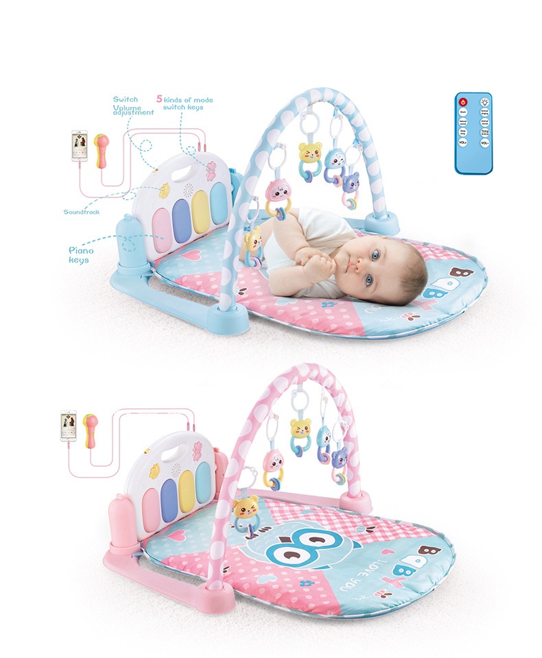 Interactive Baby Piano Gym Mat with Music & Microphone