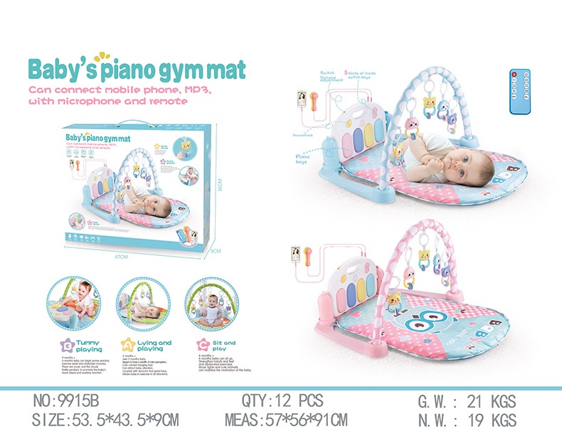 Interactive Baby Piano Gym Mat with Music & Microphone