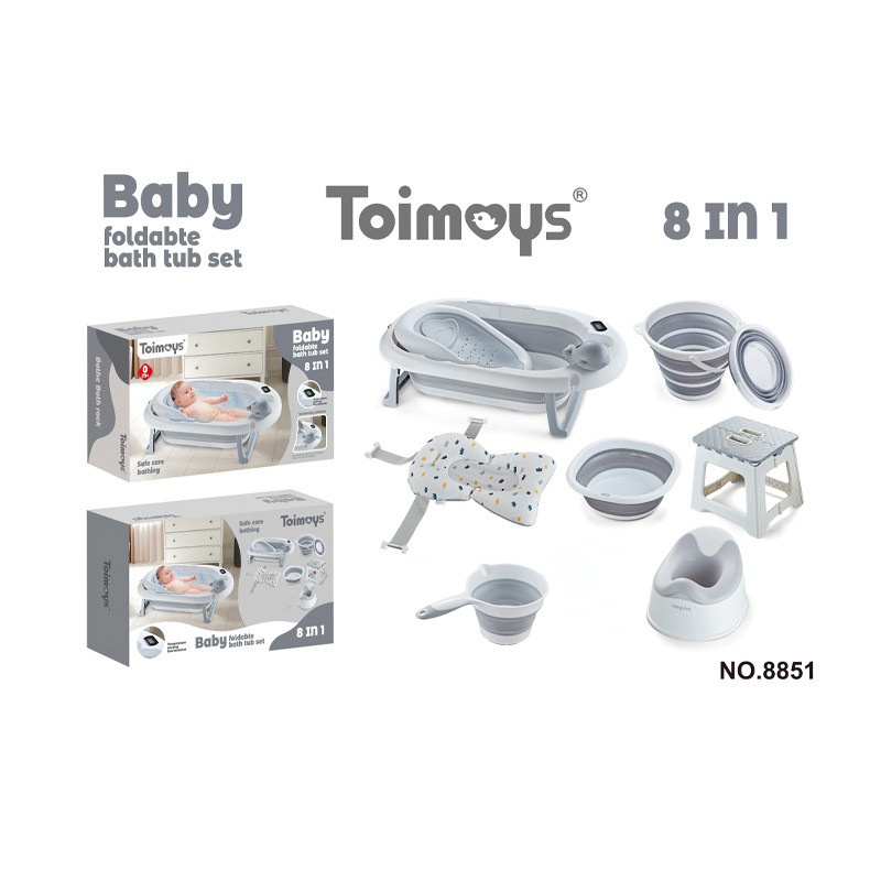 8-in-1 Foldable Baby Bath Tub Set - Safe Bathing