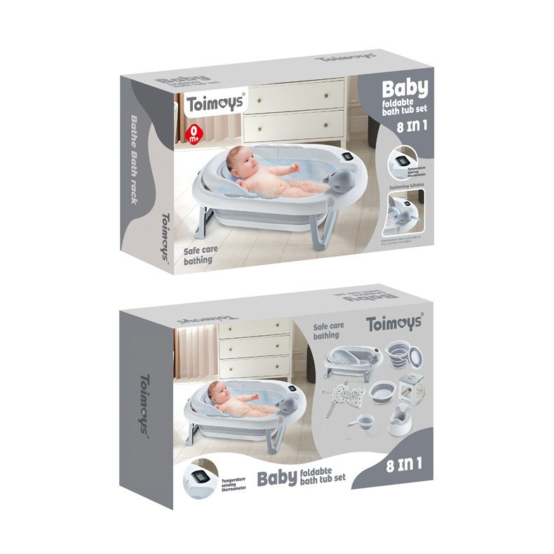 8-in-1 Foldable Baby Bath Tub Set - Safe Bathing