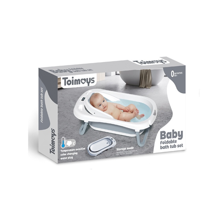 Foldable Newborn Baby Bath Tub with Thermometer – Reclining & Sitting Positions