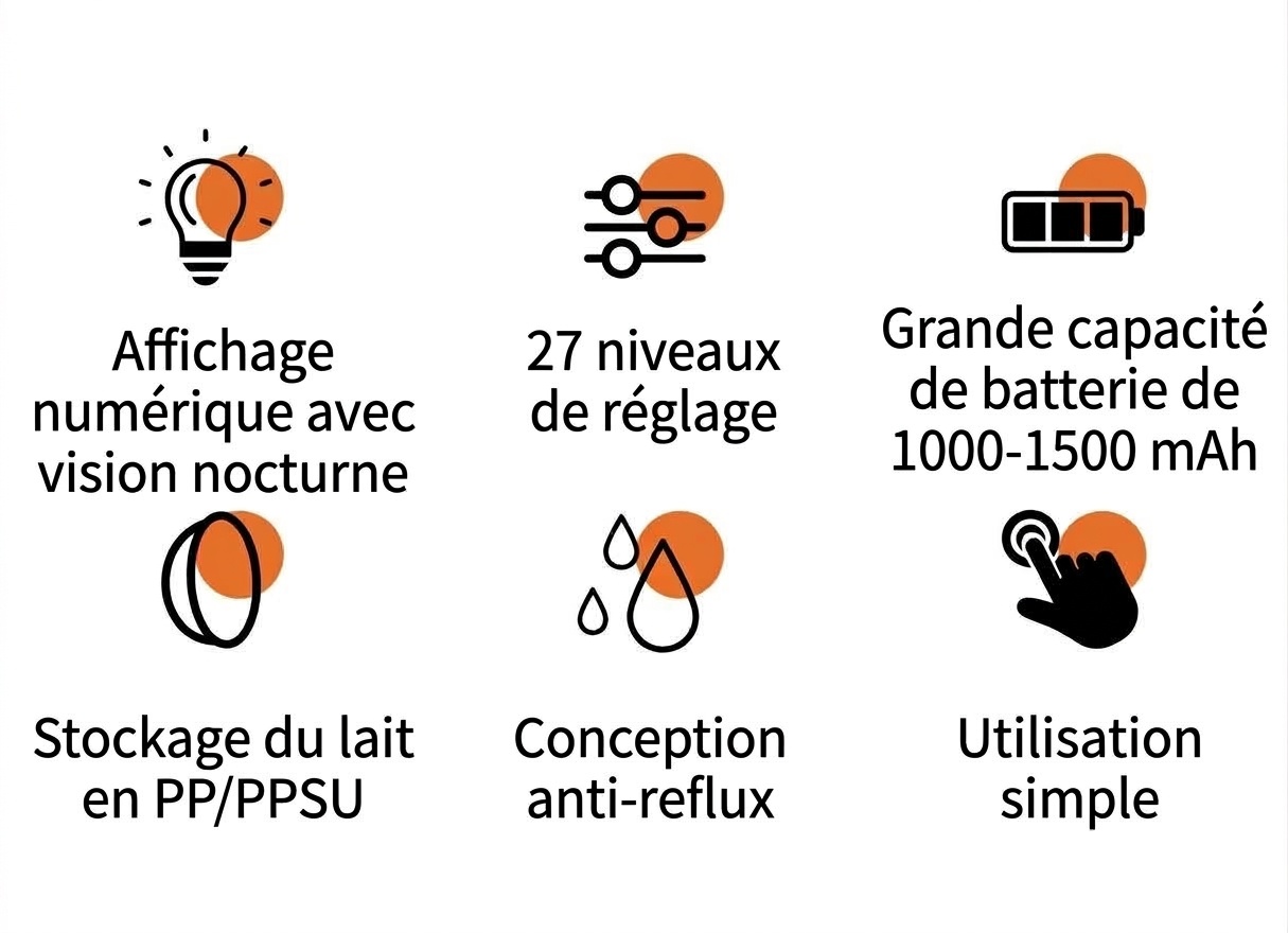 Tire-lait électrique portable - Collecteur de lait mains libres, aspiration puissante et moteur silencieux pour l'allaitement post-partum