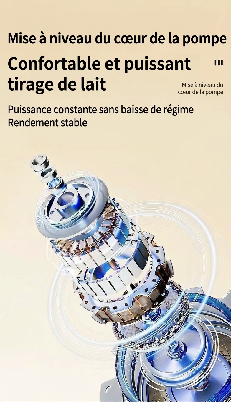 Tire-lait électrique portable - Collecteur de lait mains libres, aspiration puissante et moteur silencieux pour l'allaitement post-partum