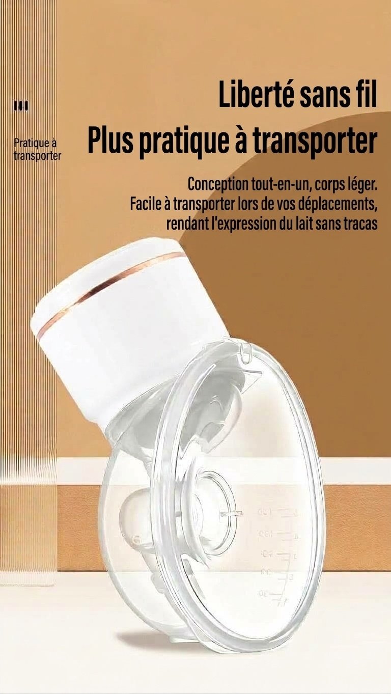 Tire-lait électrique portable - Collecteur de lait mains libres, aspiration puissante et moteur silencieux pour l'allaitement post-partum