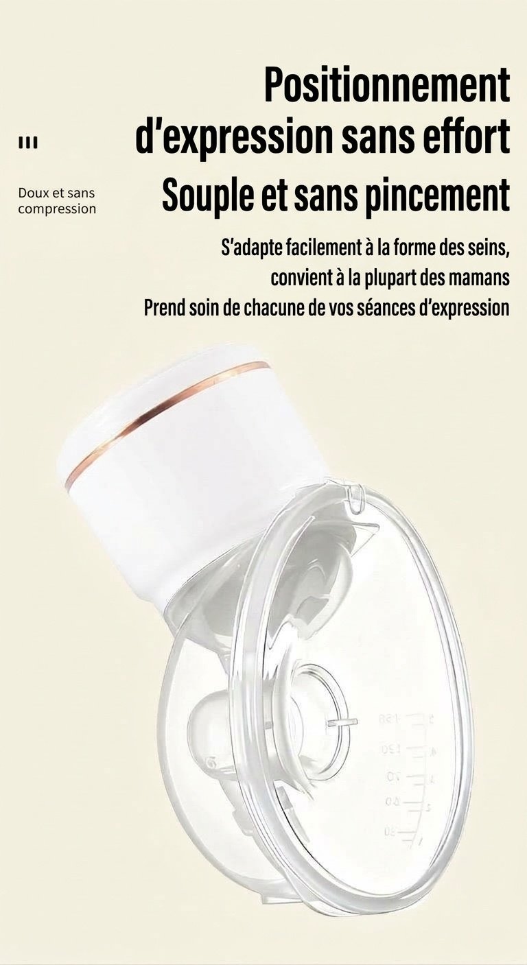 Tire-lait électrique portable - Collecteur de lait mains libres, aspiration puissante et moteur silencieux pour l'allaitement post-partum