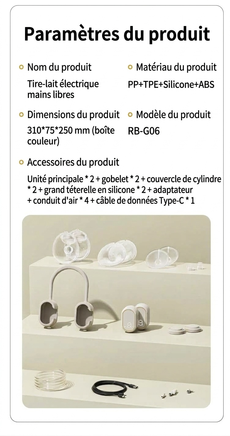 Tire-lait mains libres portable - Design discret, léger et silencieux pour les mamans allaitantes actives