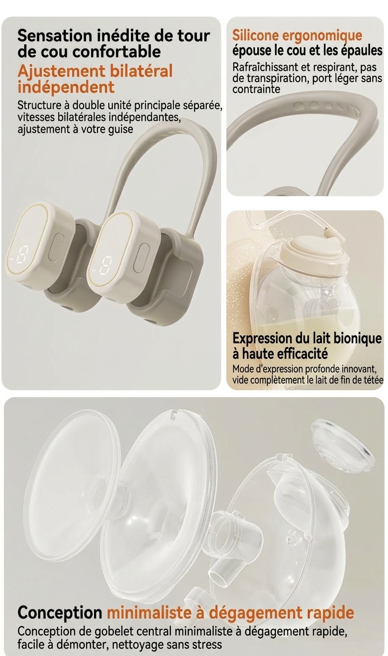 Tire-lait mains libres portable - Design discret, léger et silencieux pour les mamans allaitantes actives