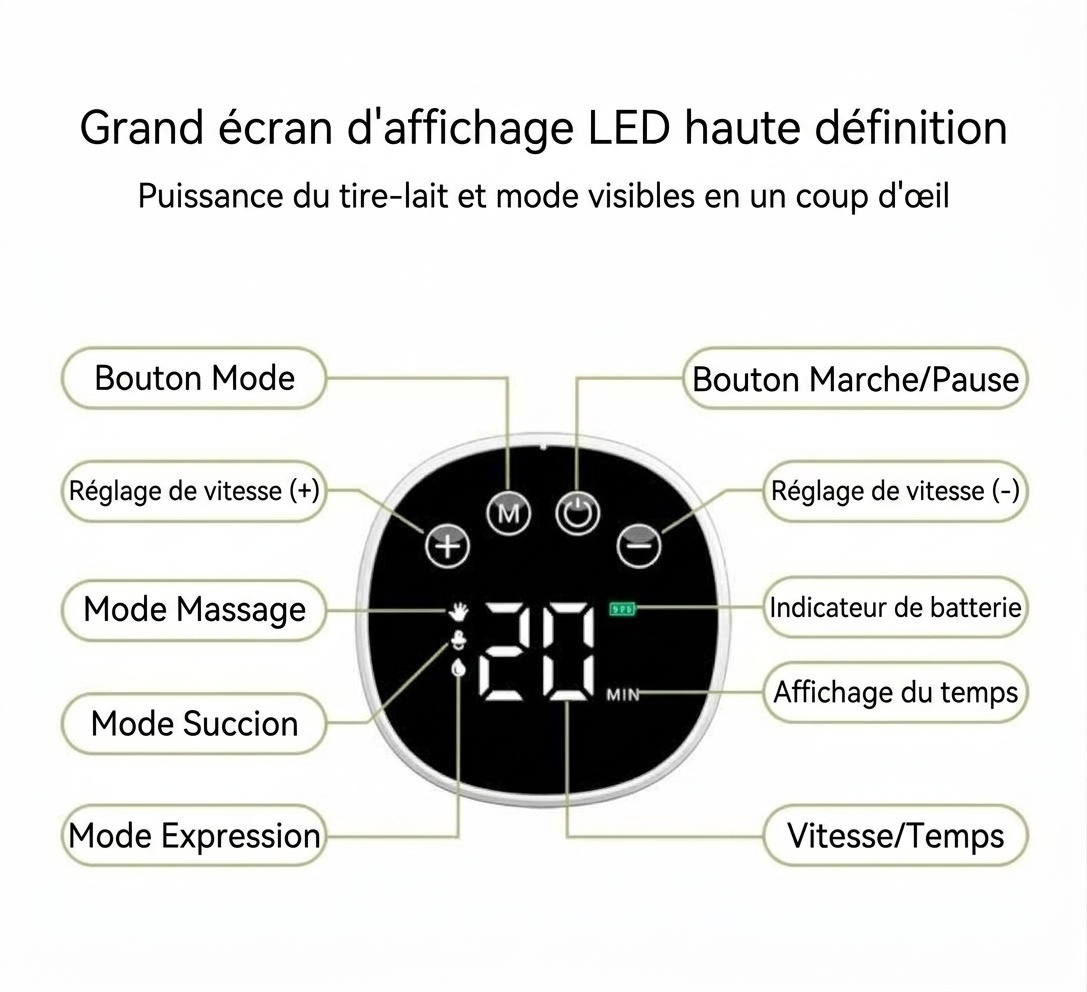 Tire-lait électrique portable - Mains libres, multi-modes et ultra-silencieux pour les mamans modernes