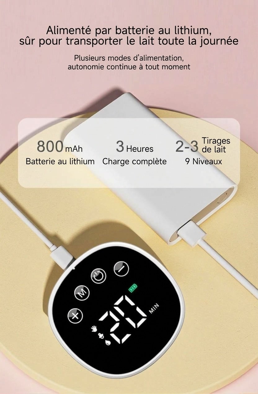 Tire-lait électrique portable - Mains libres, multi-modes et ultra-silencieux pour les mamans modernes