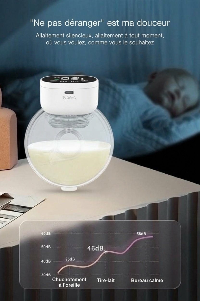 Tire-lait électrique portable - Mains libres, multi-modes et ultra-silencieux pour les mamans modernes