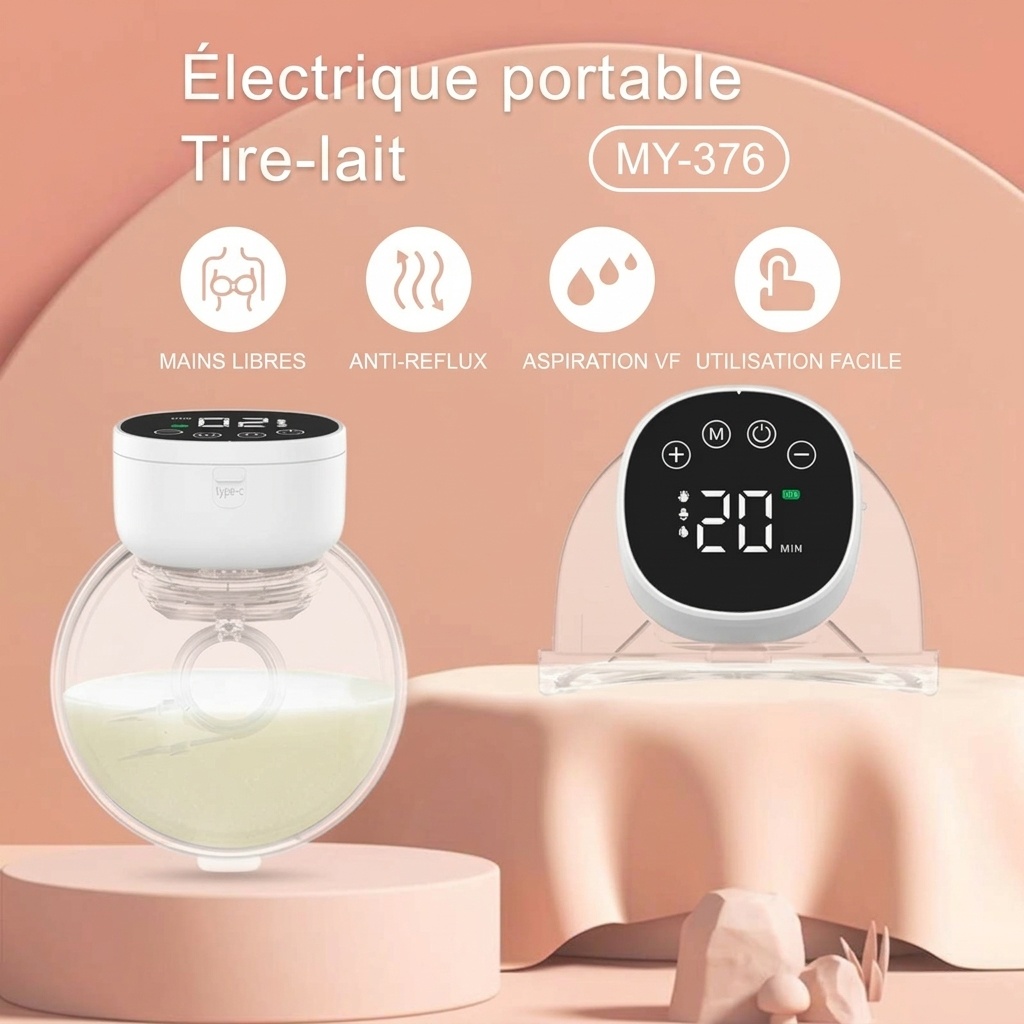 Tire-lait électrique portable - Mains libres, multi-modes et ultra-silencieux pour les mamans modernes