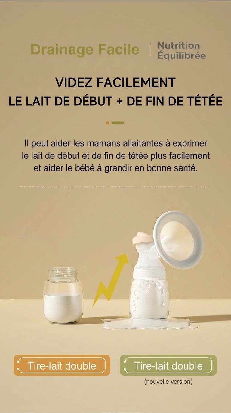 Tire-lait électrique double - Double aspiration indolore pour une lactation optimale, extraction silencieuse multi-modes pour les jeunes mamans