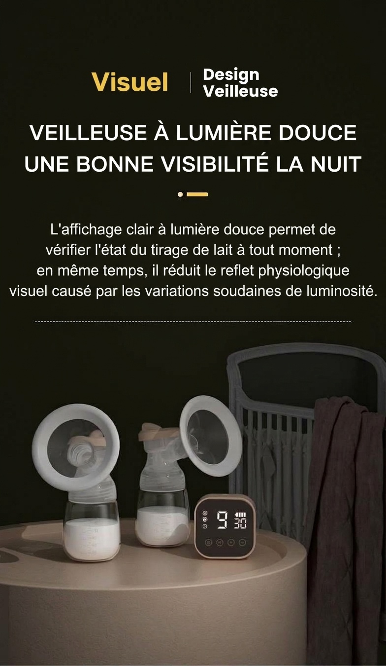 Tire-lait électrique double - Double aspiration indolore pour une lactation optimale, extraction silencieuse multi-modes pour les jeunes mamans