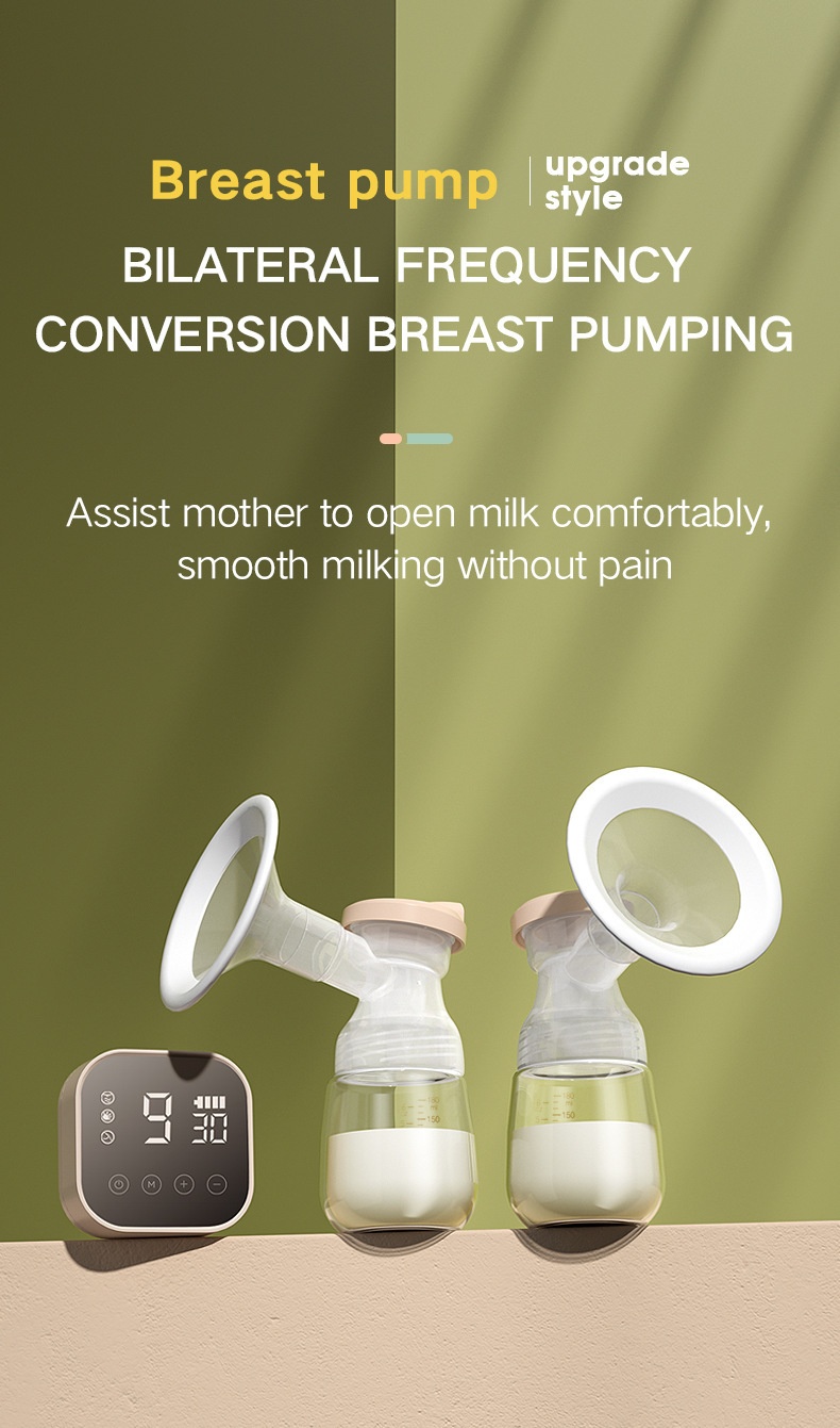 Extractor de leche eléctrico doble: succión doble para la lactancia sin dolor, ordeño silencioso multimodo para madres primerizas.