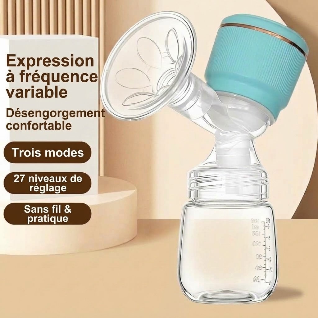 Tire-lait électrique portable sans fil - 27 niveaux d'aspiration réglables, matériau PP de qualité alimentaire sans BPA pour les mamans allaitantes