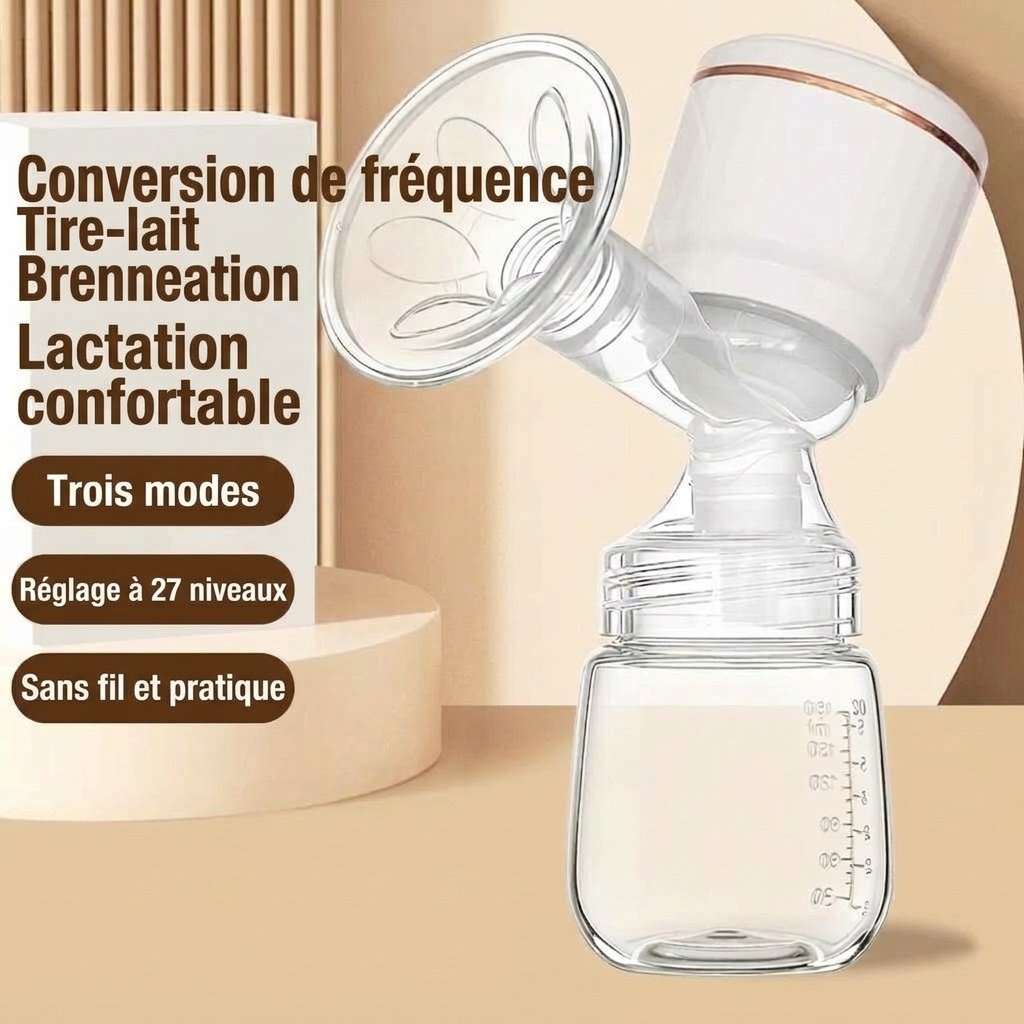 Tire-lait électrique portable sans fil - 3 modes intelligents, 27 niveaux d'aspiration et système hygiénique anti-reflux pour l'allaitement maternel