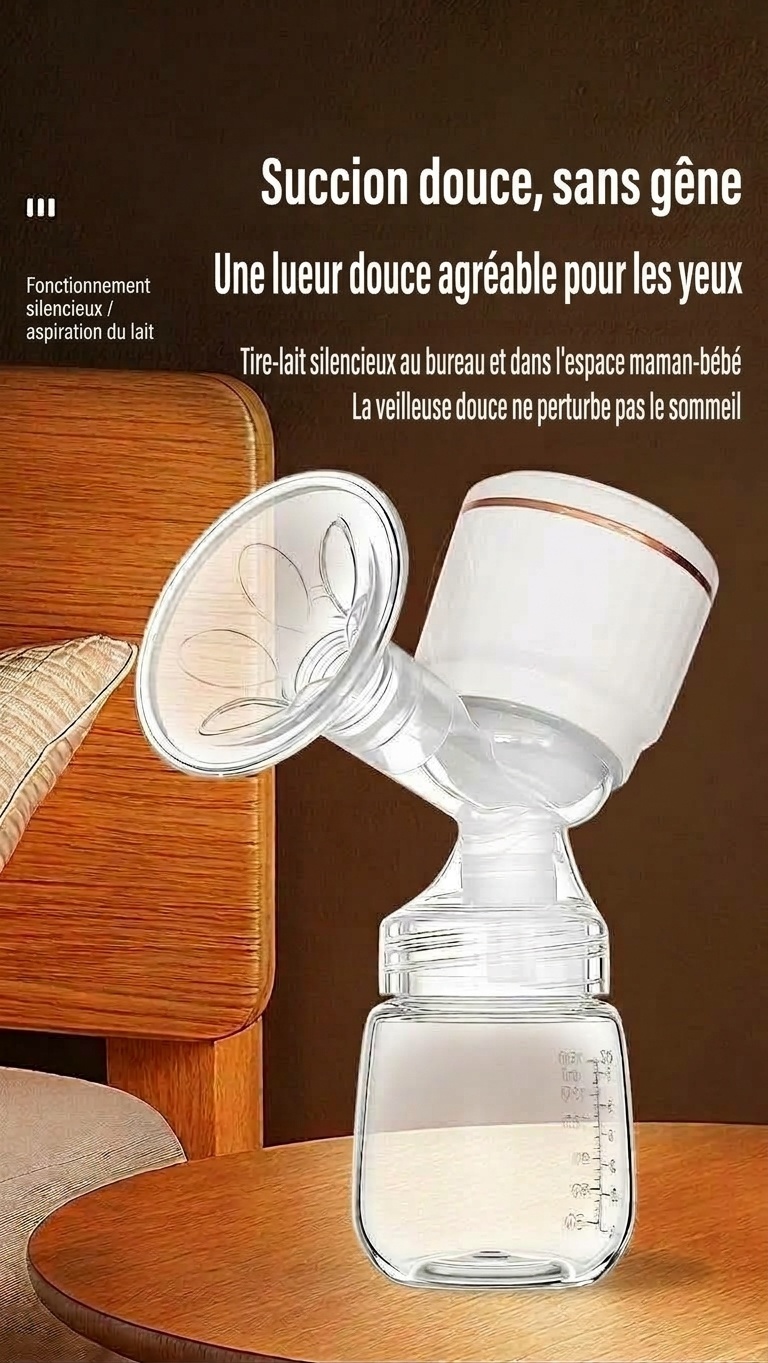 Tire-lait électrique portable sans fil - 3 modes intelligents, 27 niveaux d'aspiration et système hygiénique anti-reflux pour l'allaitement maternel
