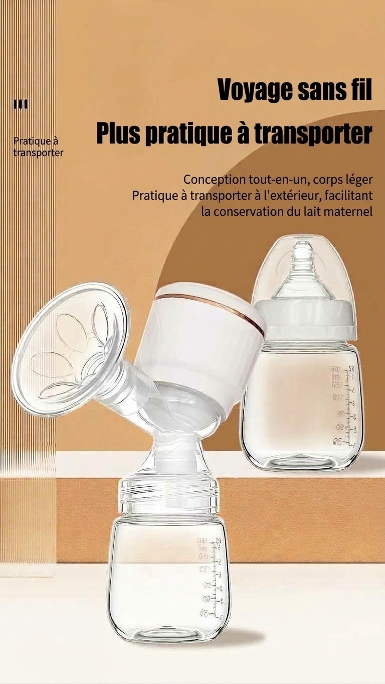 Tire-lait électrique portable sans fil - 3 modes intelligents, 27 niveaux d'aspiration et système hygiénique anti-reflux pour l'allaitement maternel