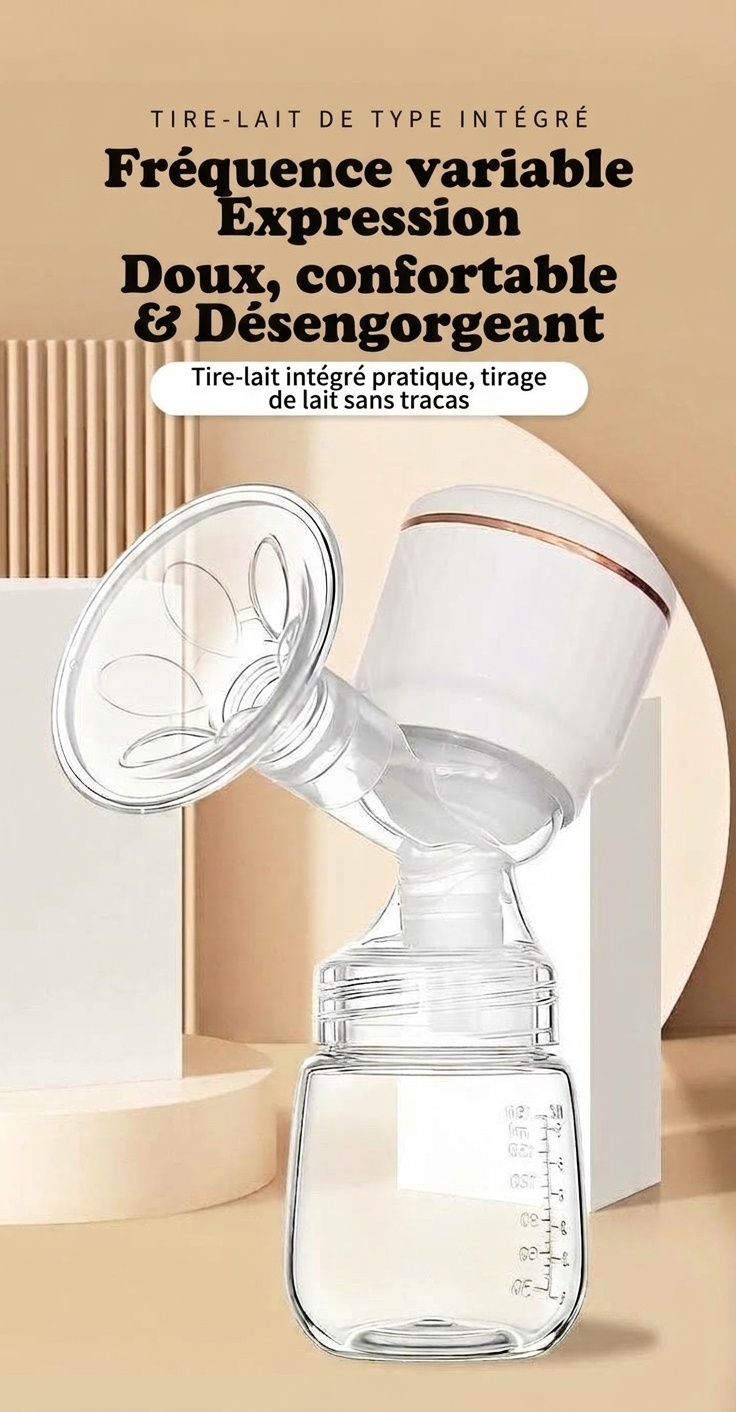 Tire-lait électrique portable sans fil - 3 modes intelligents, 27 niveaux d'aspiration et système hygiénique anti-reflux pour l'allaitement maternel