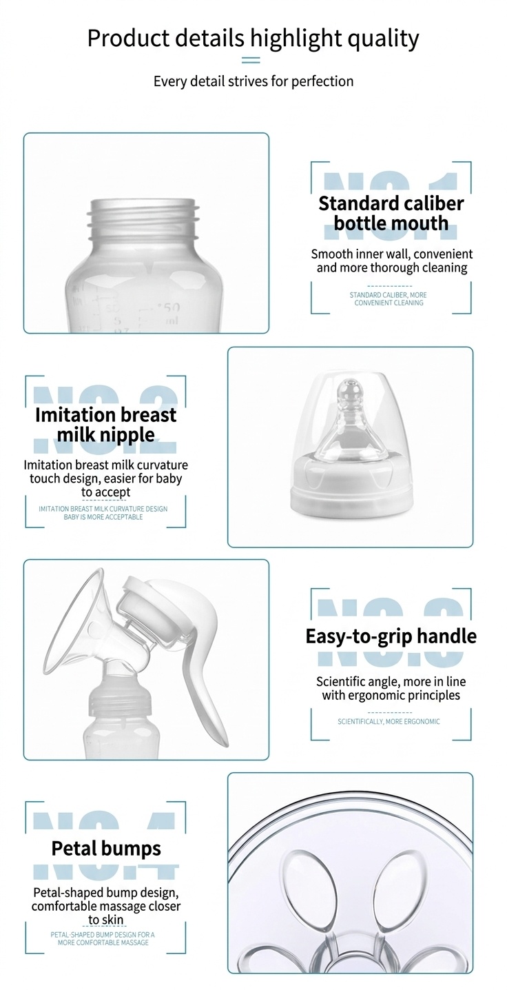 Nursing Bottle & Manual Feeder Pump - Gentle Ergonomic Liquid Dispenser for Babies