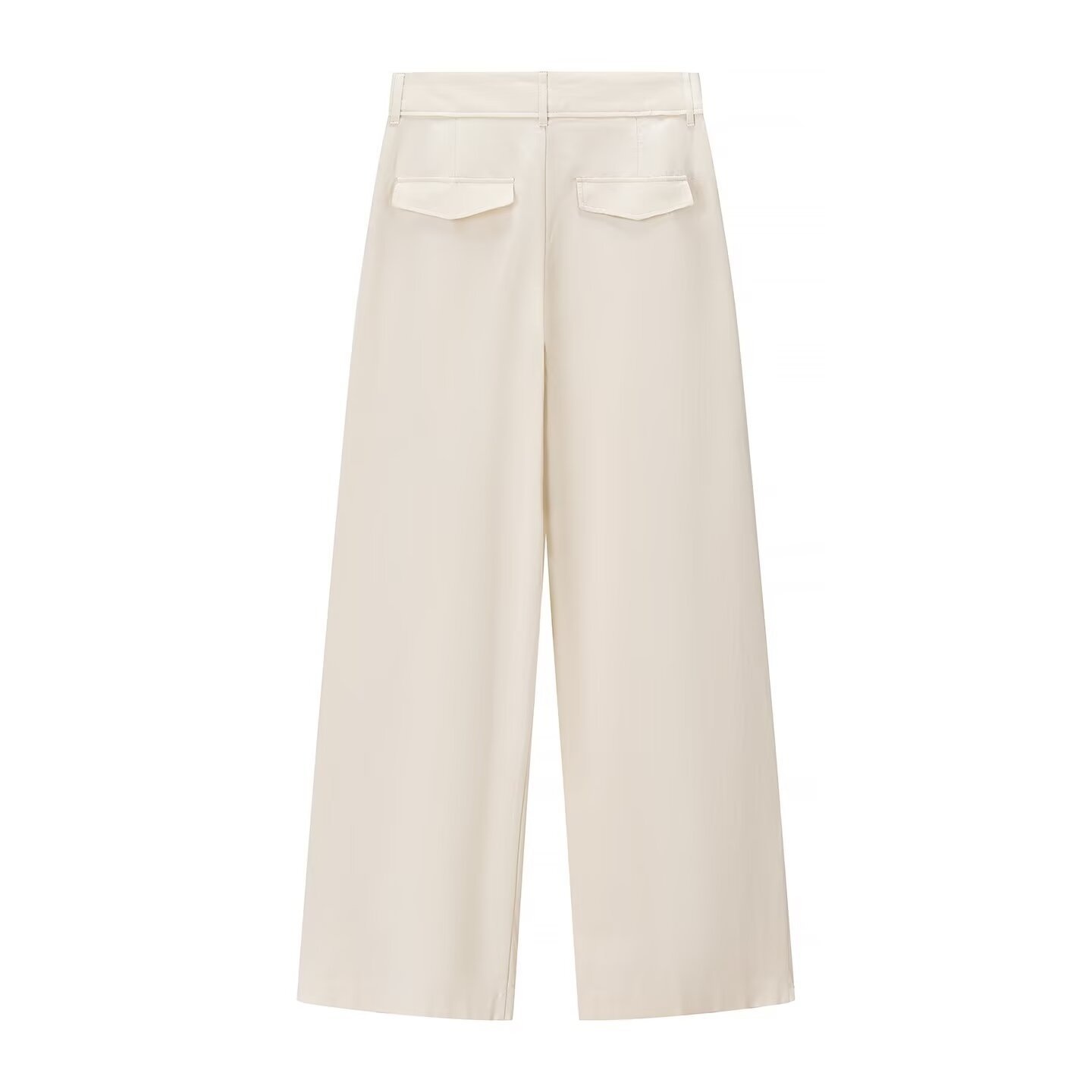 Eleganti pantaloni a gamba larga con pieghe - color bianco sporco