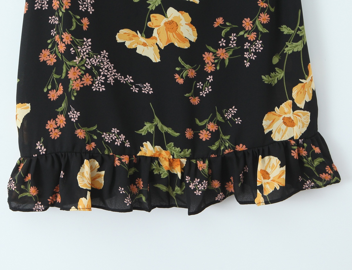 Floral Print Ruffle Hem Cami Mini Dress - Tie Shoulder Sundress
