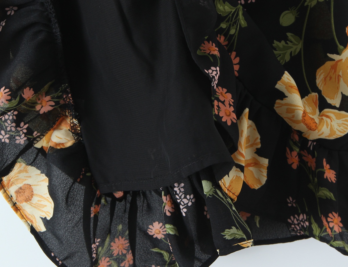 Floral Print Ruffle Hem Cami Mini Dress - Tie Shoulder Sundress
