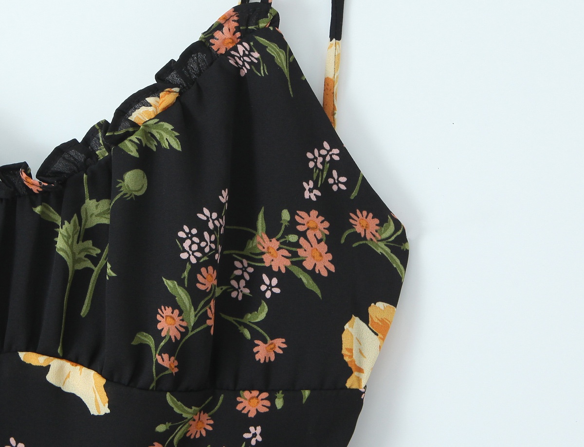 Floral Print Ruffle Hem Cami Mini Dress - Tie Shoulder Sundress