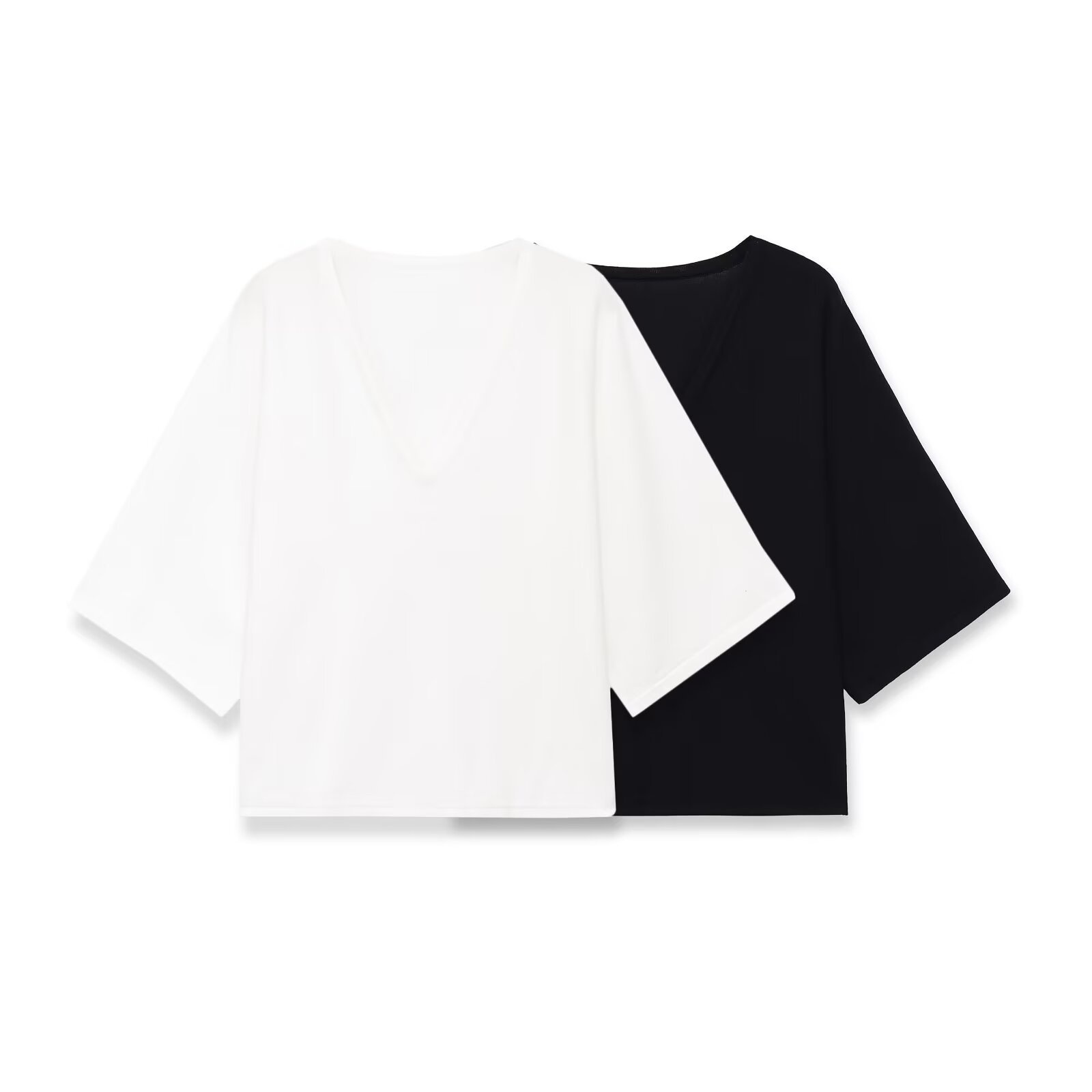 T-shirt da donna a maniche corte con scollo a V e vestibilità ampia.