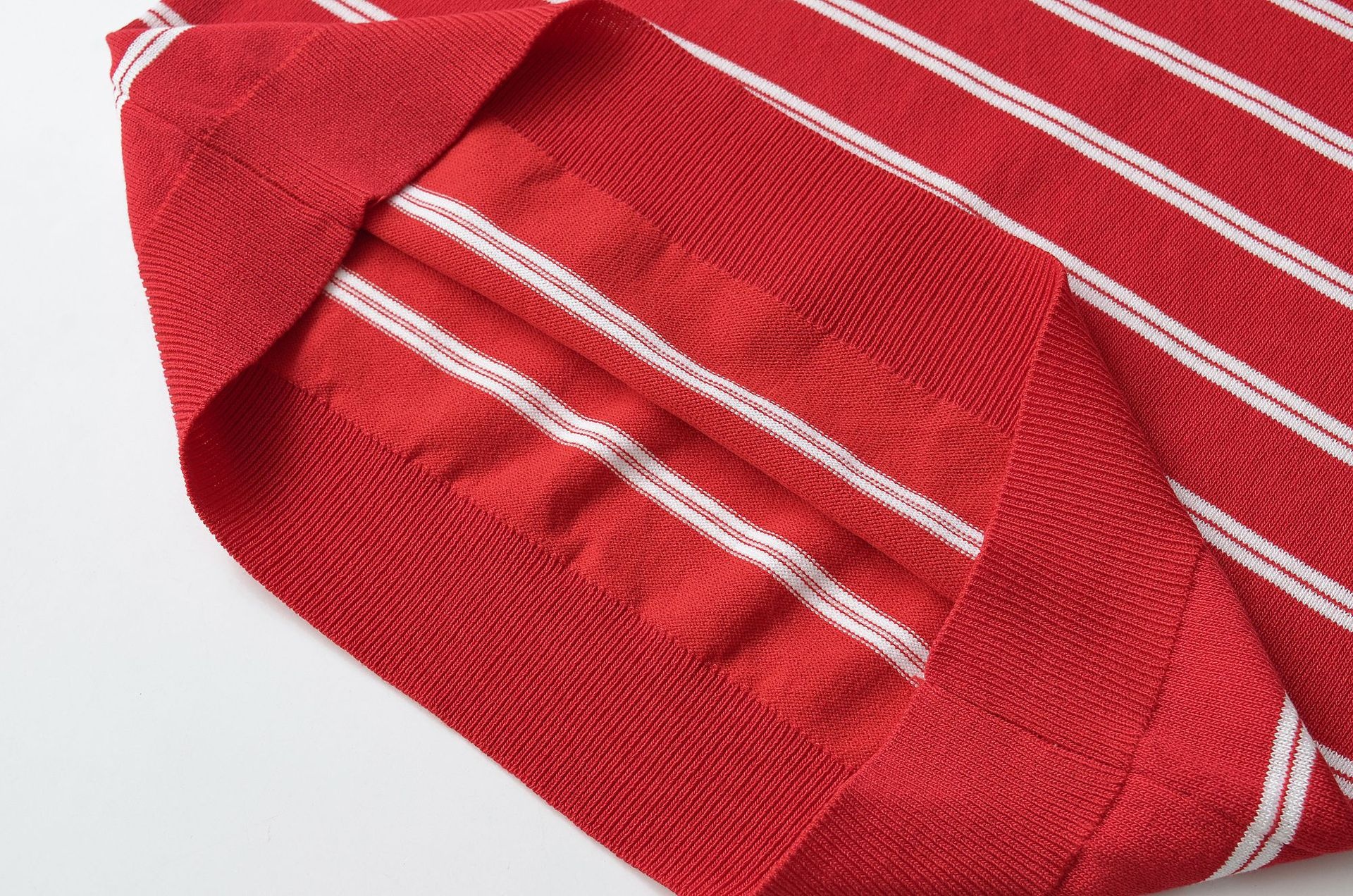 Polo da donna a righe in maglia - Top casual a maniche corte
