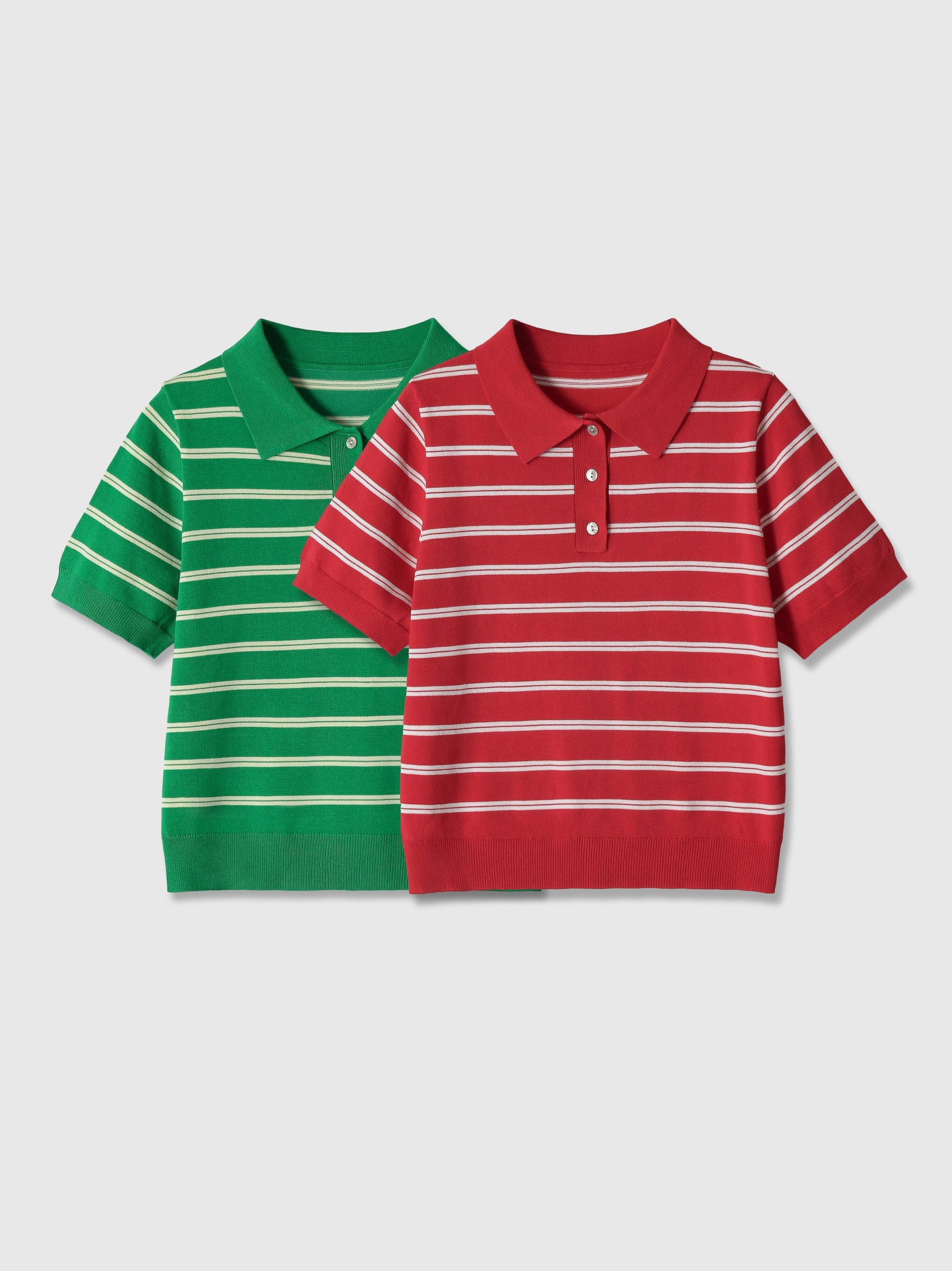 Polo da donna a righe in maglia - Top casual a maniche corte