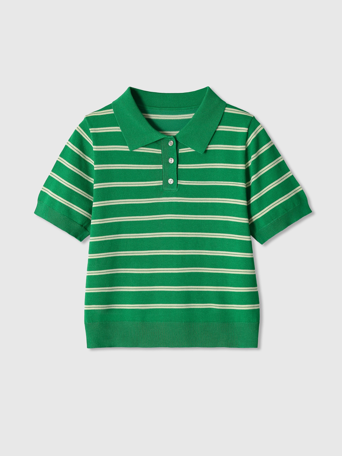 Polo da donna a righe in maglia - Top casual a maniche corte