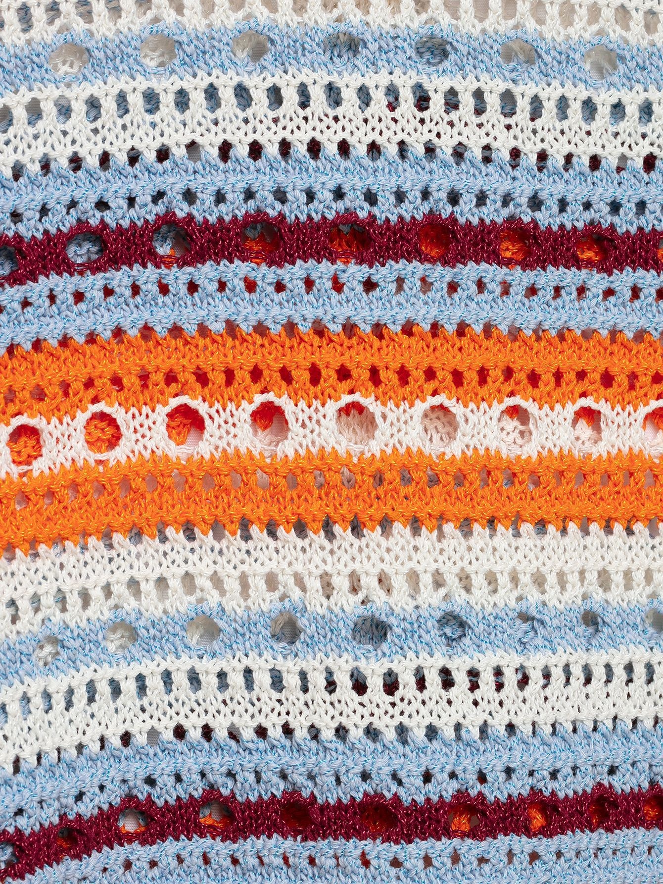 Cardigan a righe all'uncinetto - Maglione a maglia aperta con abbottonatura frontale