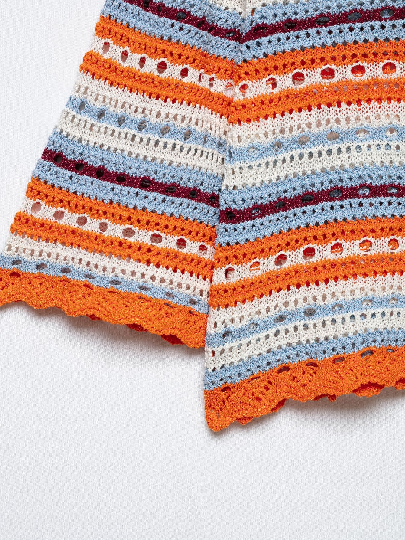 Cardigan a righe all'uncinetto - Maglione a maglia aperta con abbottonatura frontale