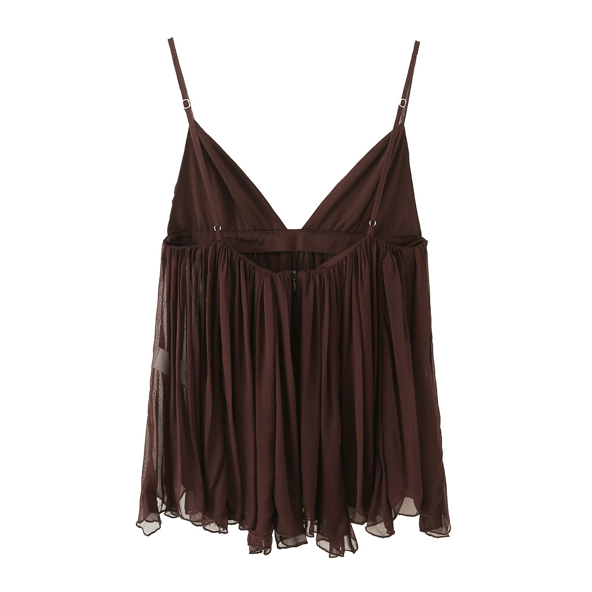 Top babydoll a canotta in chiffon svolazzante con scollo a V e spalline sottili.