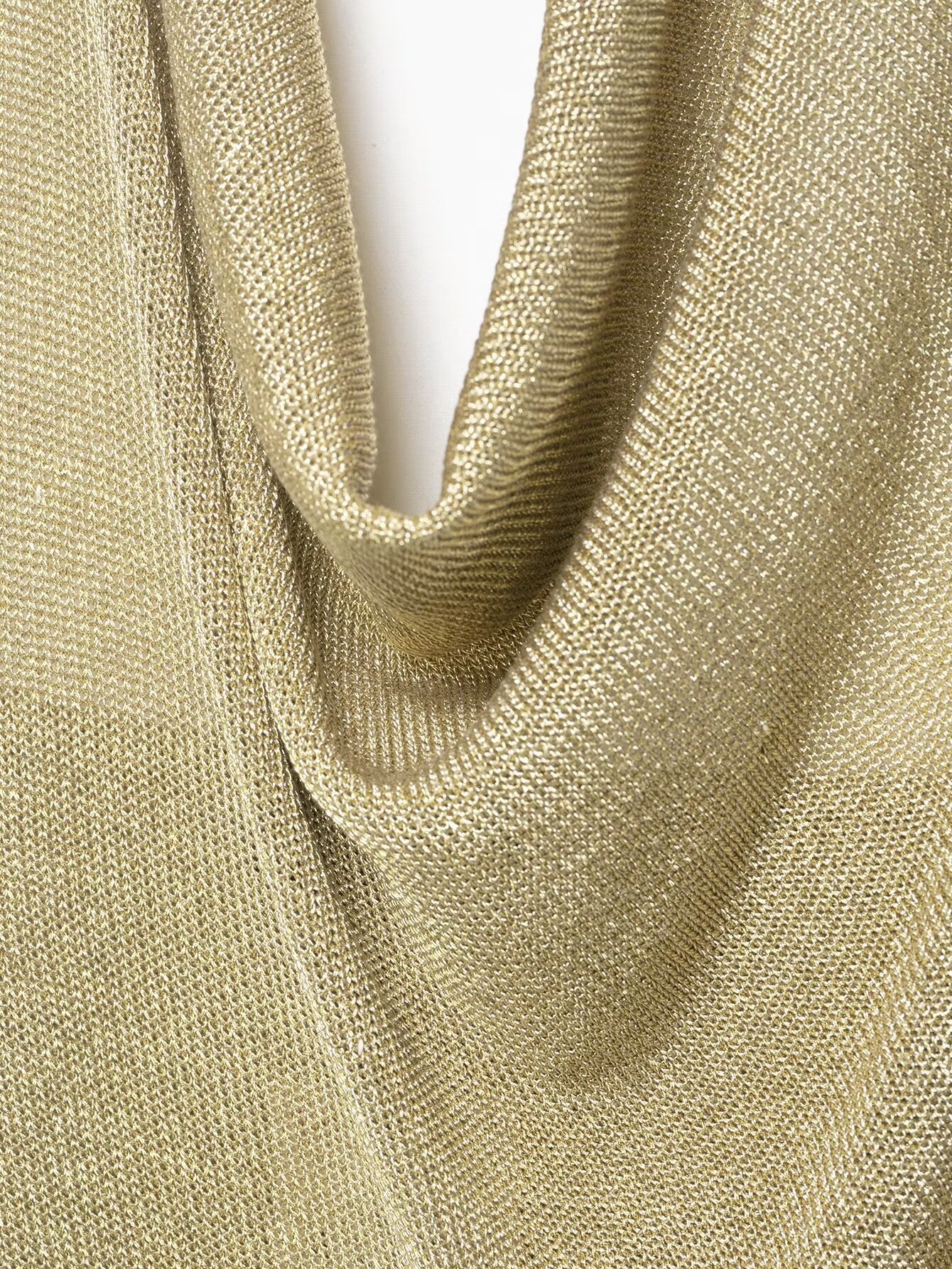Top all'americana con scollo a cascata color oro scintillante - Elegante abito da festa