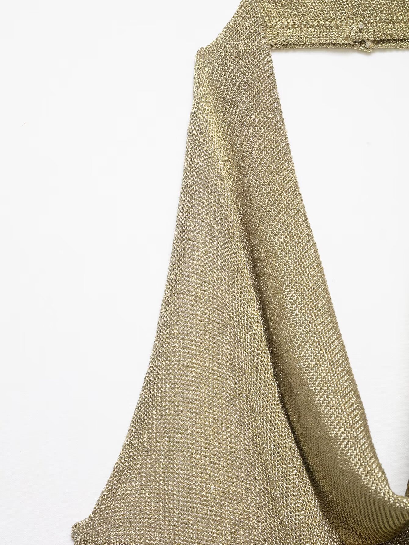 Top all'americana con scollo a cascata color oro scintillante - Elegante abito da festa