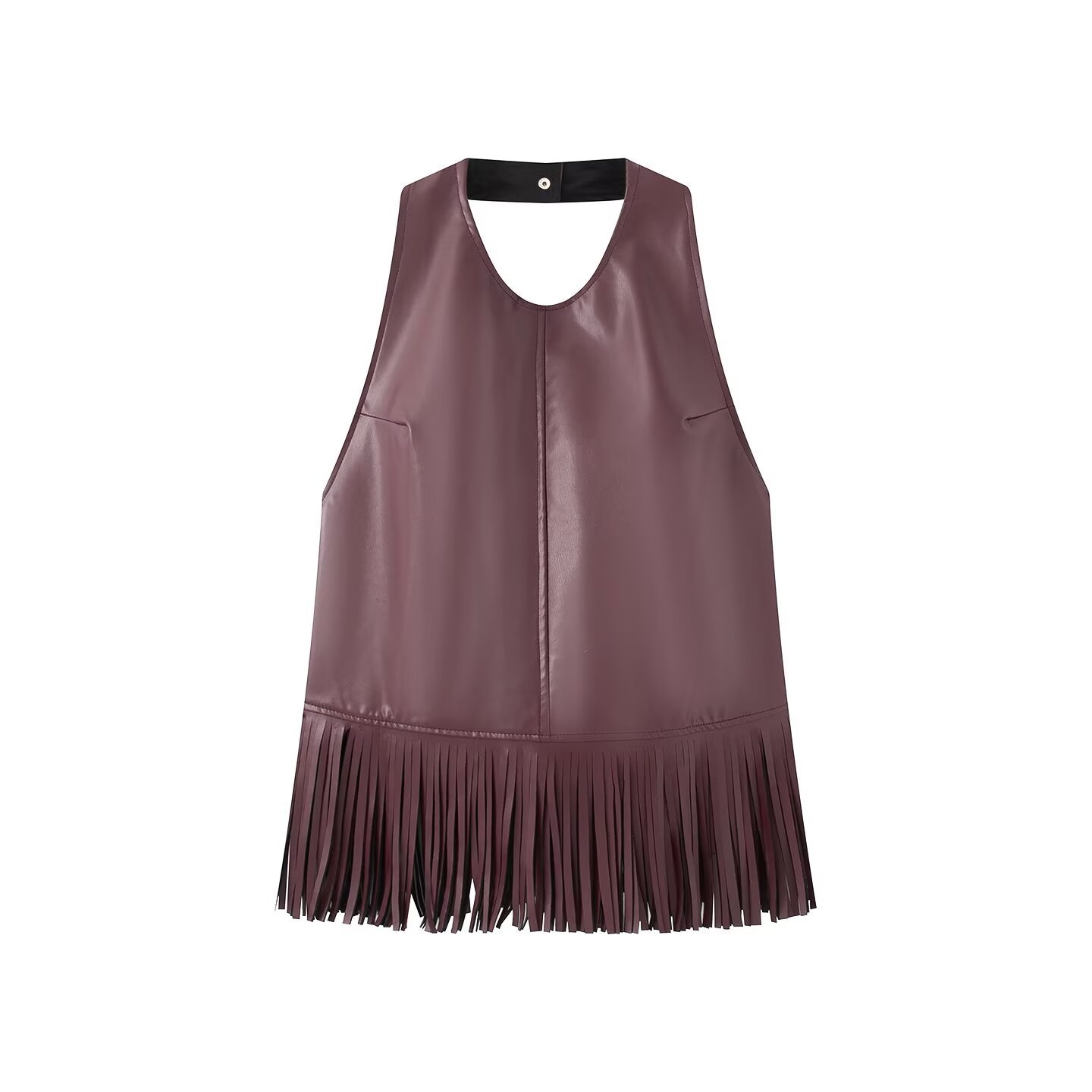 Top all'americana con frange in similpelle - Gilet senza maniche