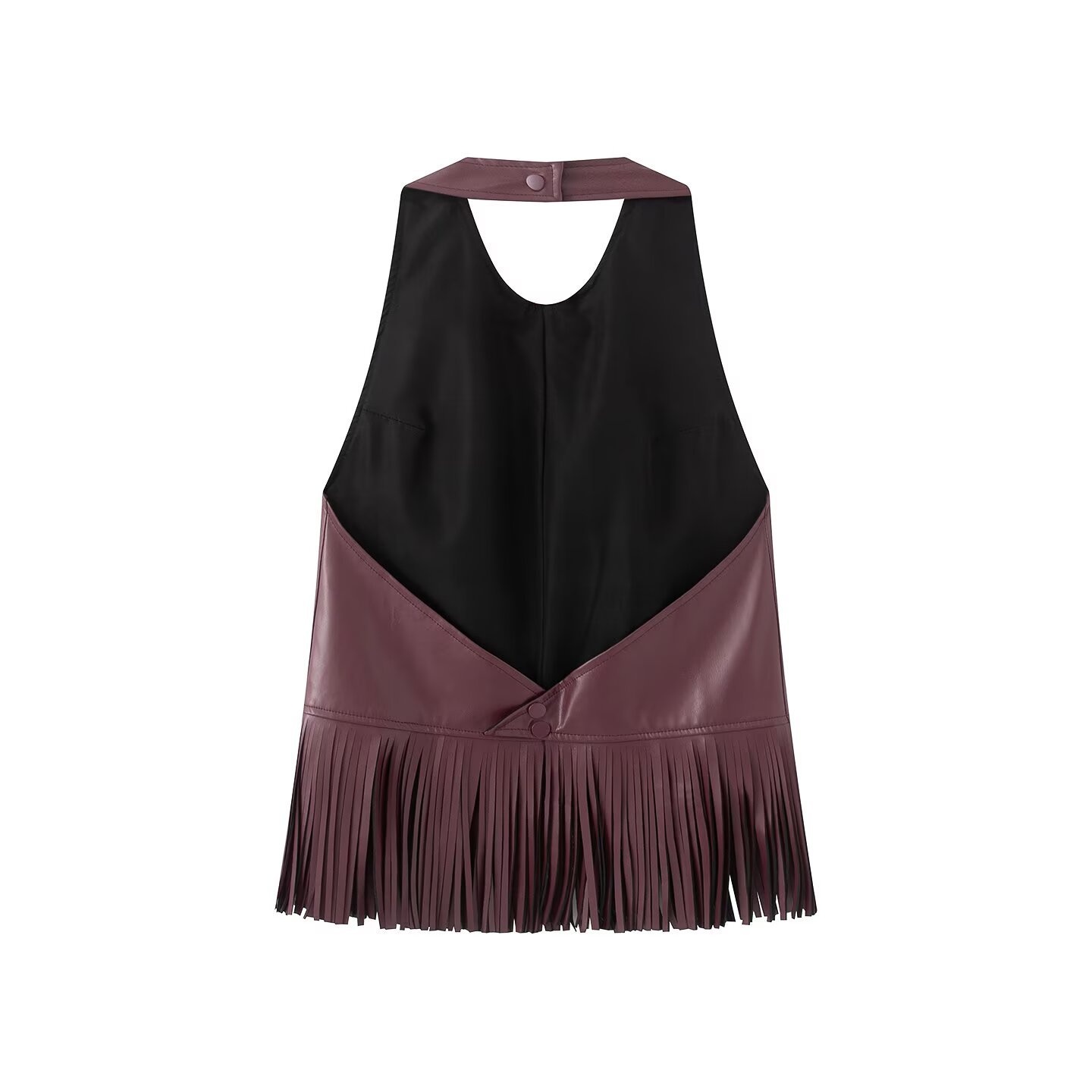 Top all'americana con frange in similpelle - Gilet senza maniche